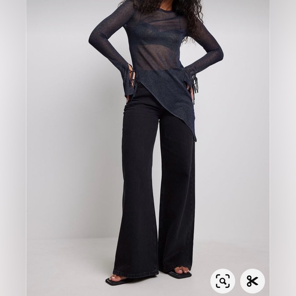 Y2K  Sirens asymmetrical sheer long sleeved top size small - Picture 1 of 6